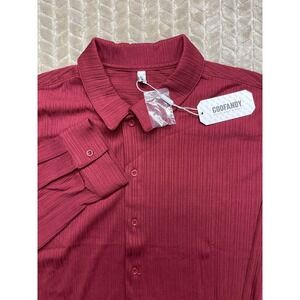 Goofandy‎ Mens XL Long Sleeve Red Button up Shirt
